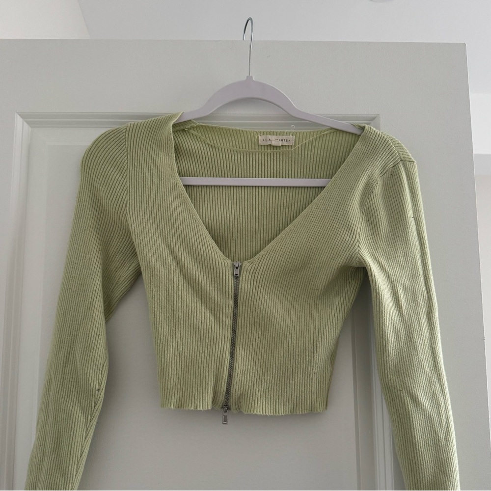 Ribbed zip up sweater top